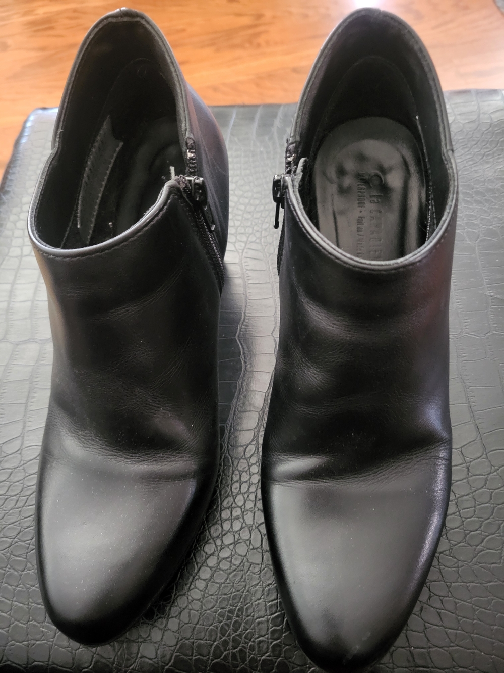 Classic Black Leather Ankle Booties Made In Canada.